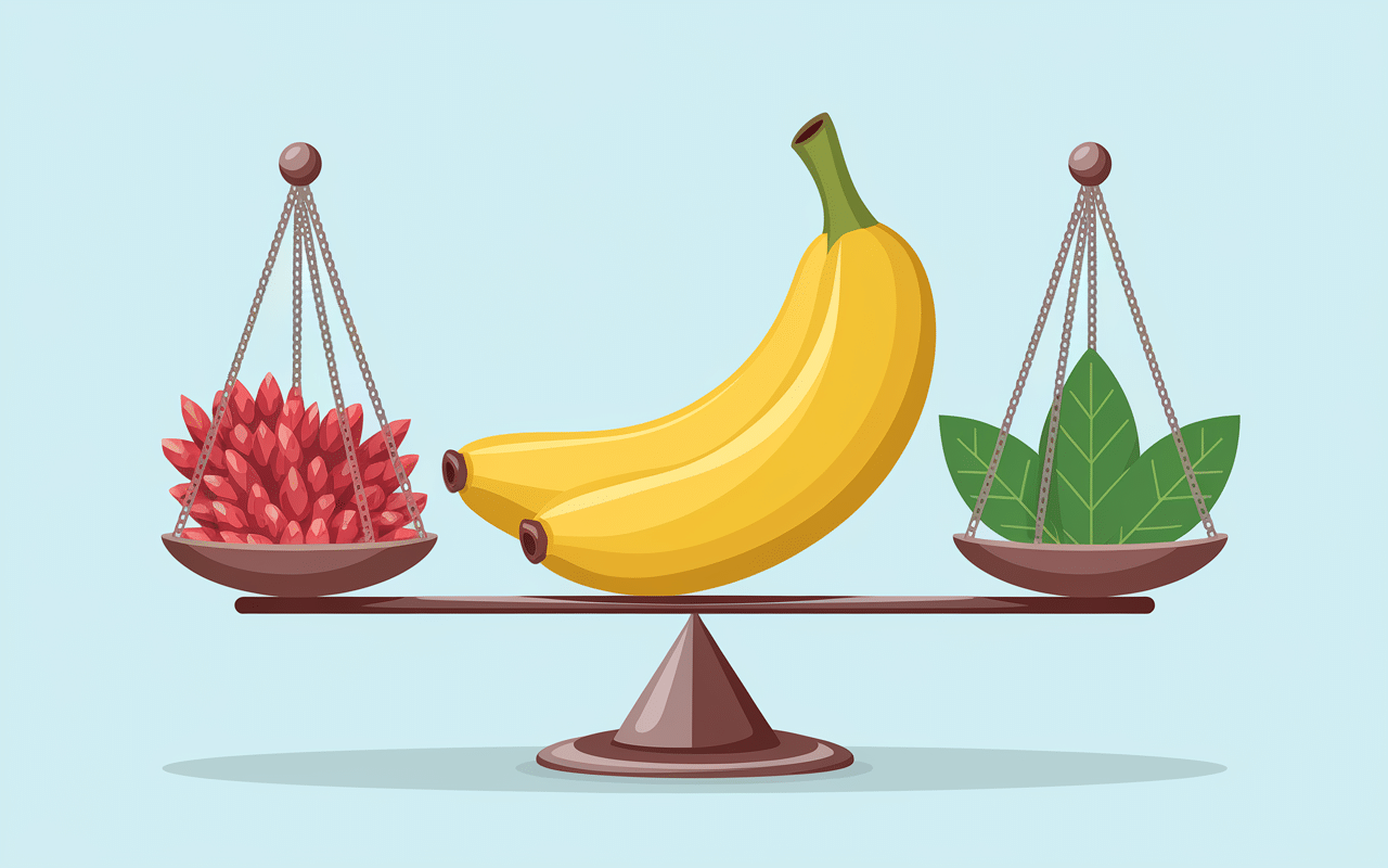 banane face à la goutte balance