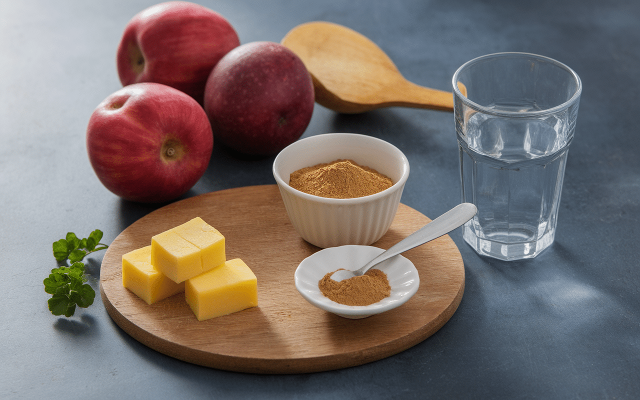 Ingrédients frais pour pommes au four