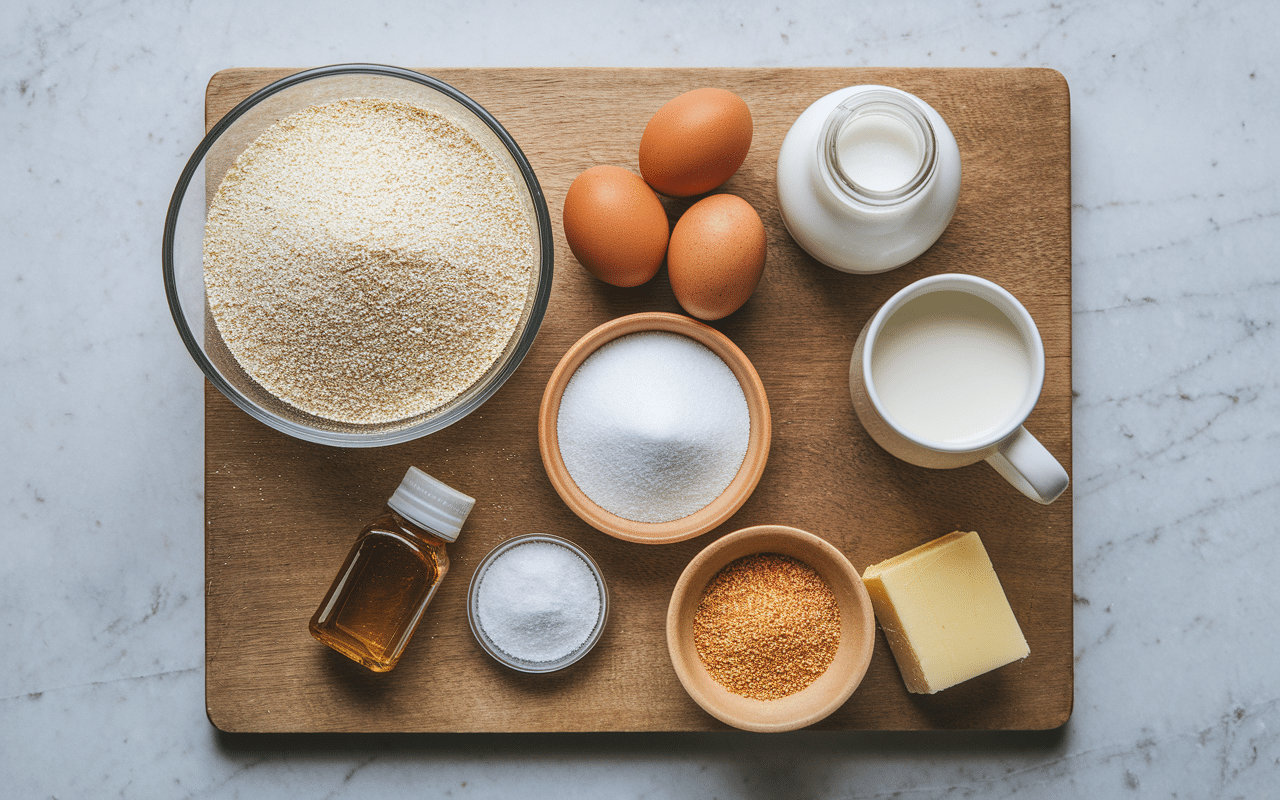 Ingrédients gaufre plan bois