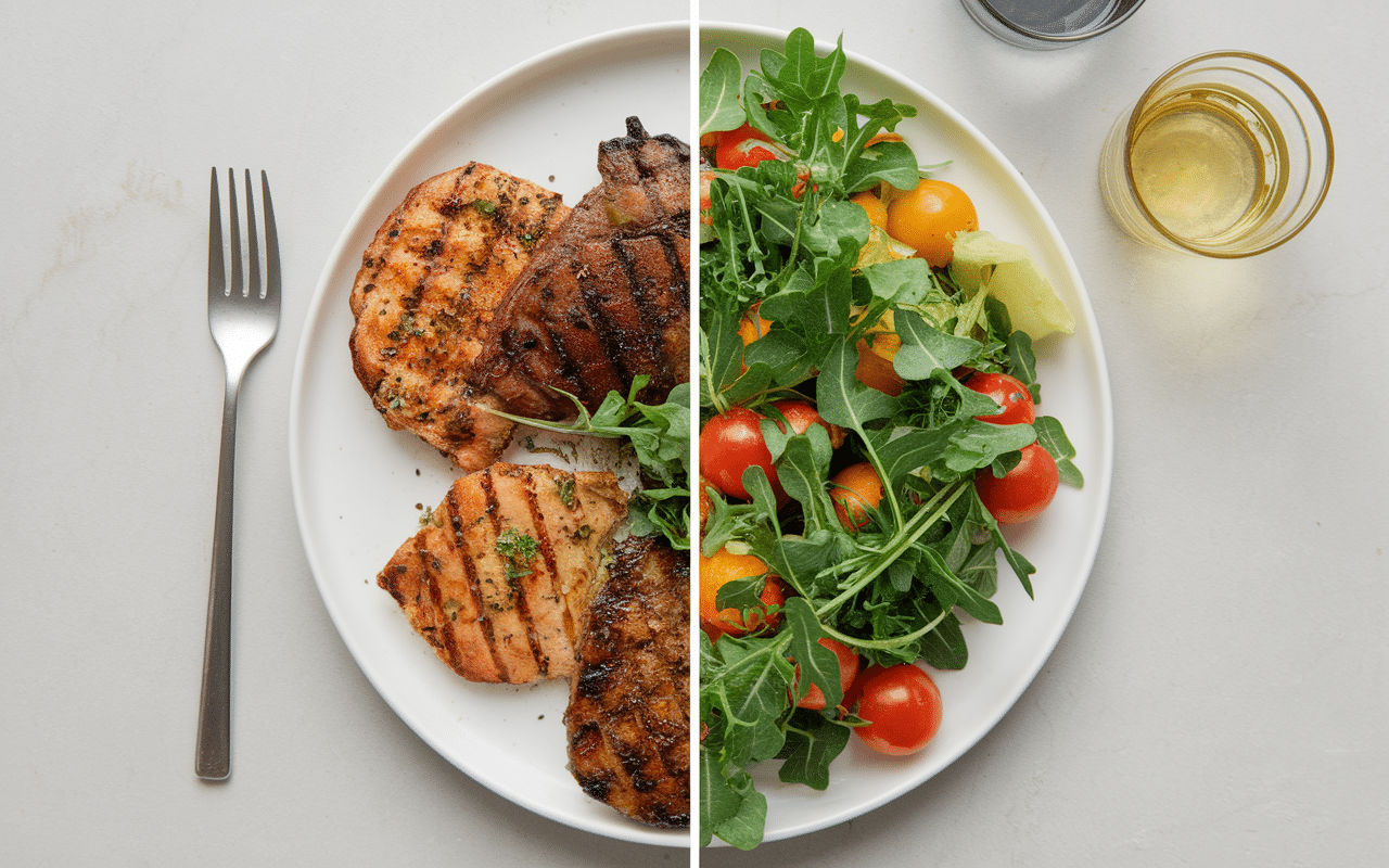 Salade verte avec pierrade