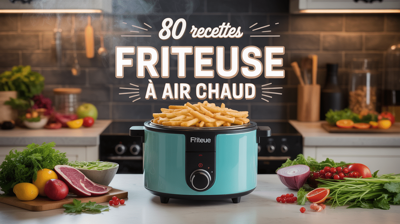 Friteuse à air moderne avec ingrédients frais