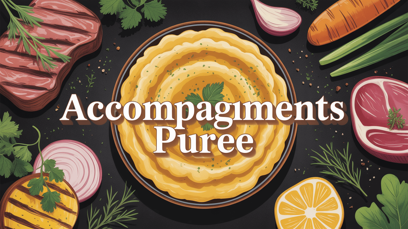 Bol de purée entouré d'accompagnements colorés