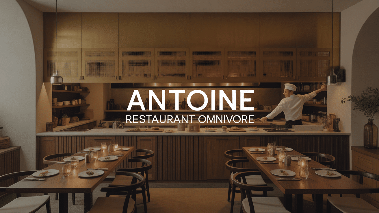 Intérieur du restaurant avec cuisine au feu de bois