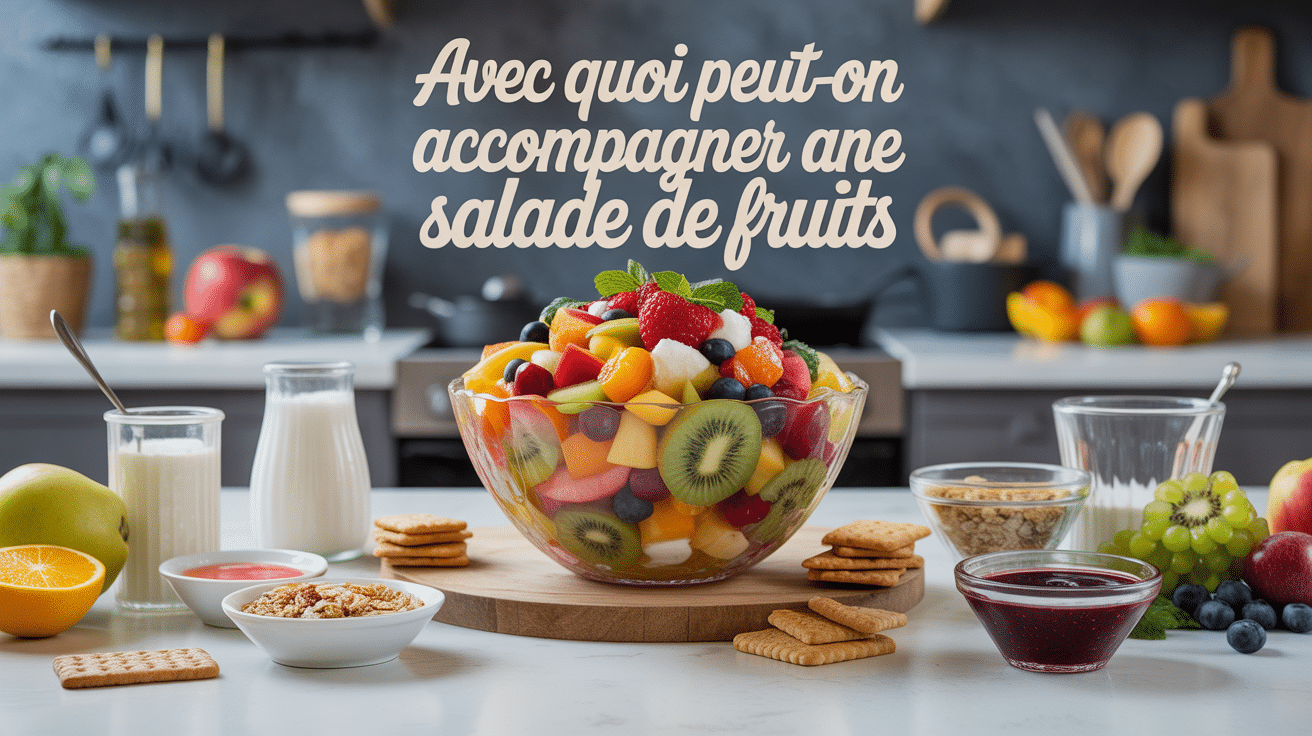 Grande salade de fruits avec accompagnements variés