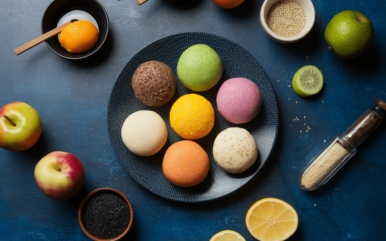 Assortiment de mochis aux couleurs variées en gros plan