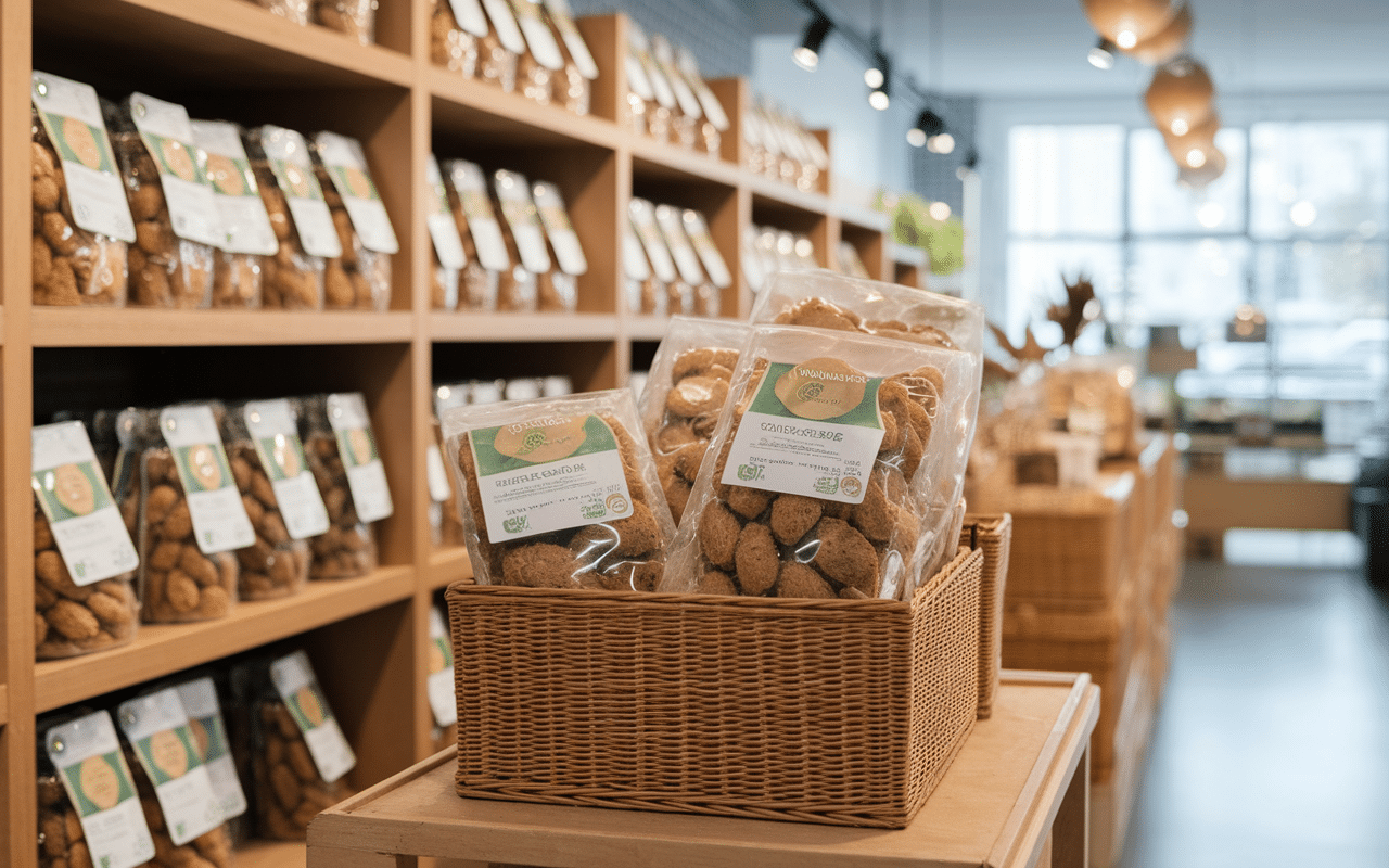 Rayon de biscottes sans céréales en magasin bio