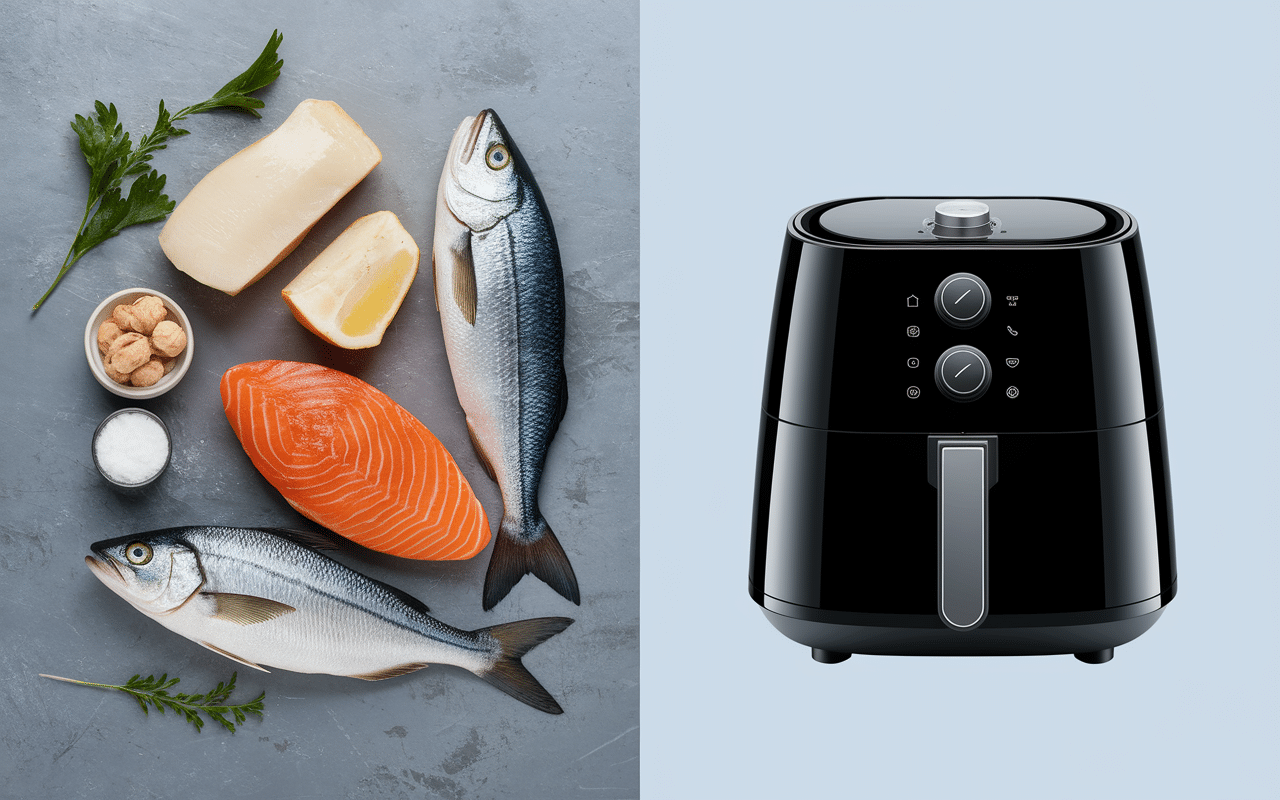 Poissons frais et airfryer moderne