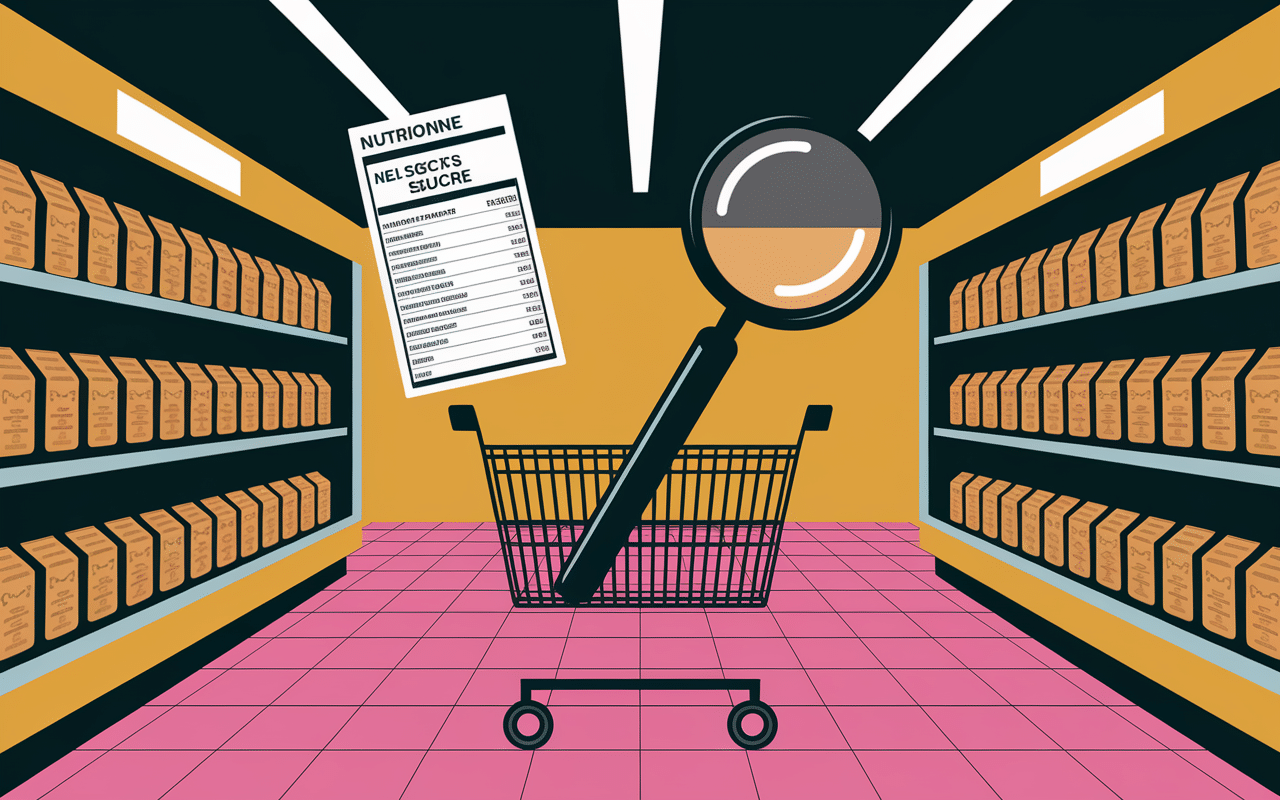 Rayons avec biscuits sans sucre et étiquette