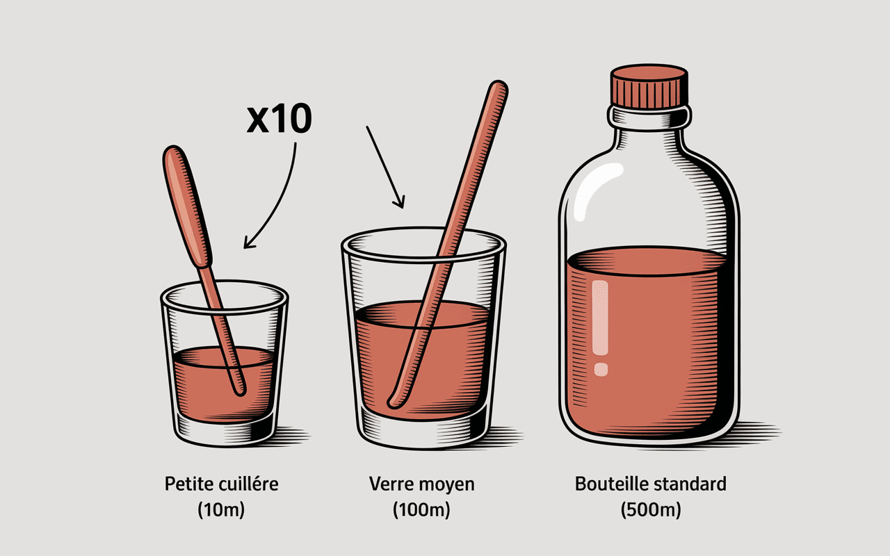 Illustration conversion centilitres en millilitres