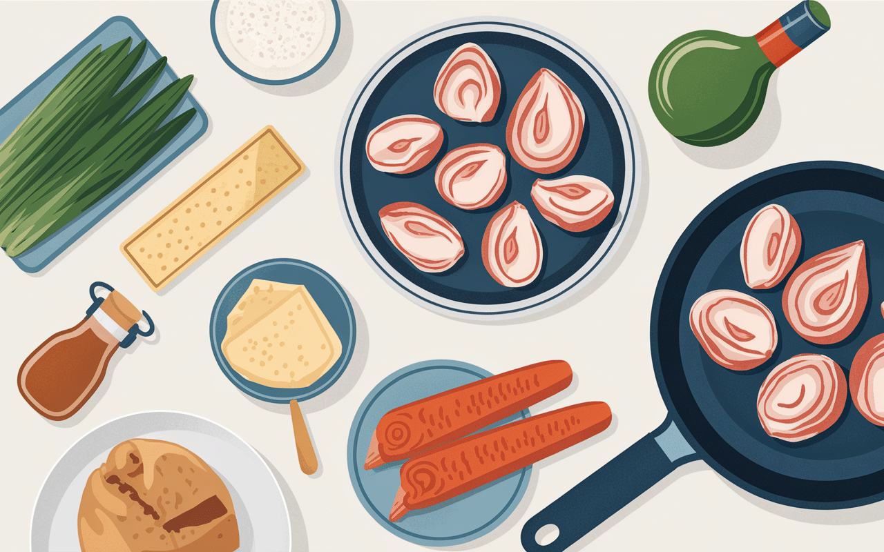 Ingrédients frais pour coquille Saint-Jacques Bretonne vue cuisine