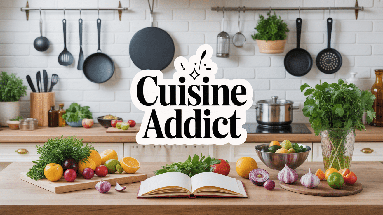 Cuisine moderne avec ustensiles et ingrédients frais