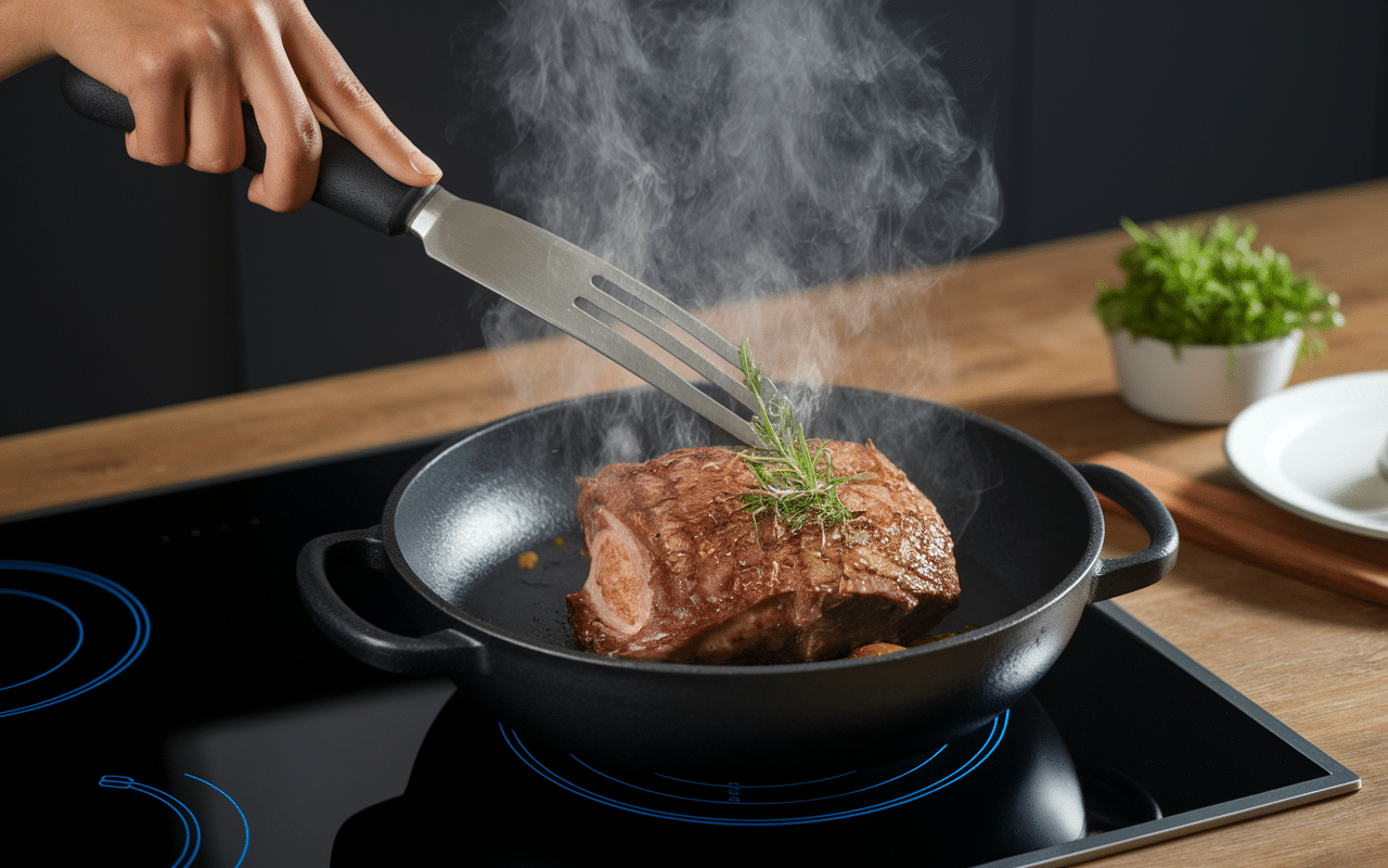 Araignée de porc en cuisson poêle