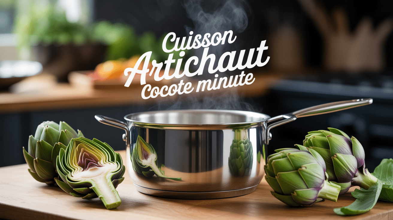 Artichauts et cocotte-minute avec vapeur