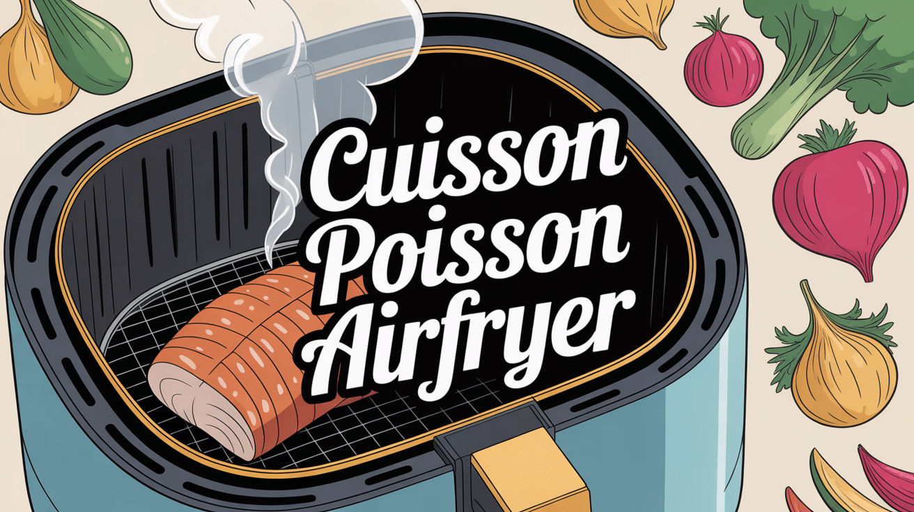 Airfryer avec filet de poisson doré et légumes