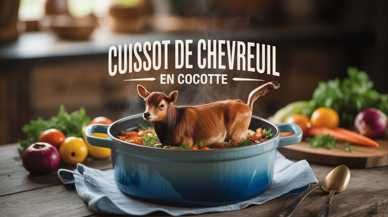 Cuissot de chevreuil en cocotte avec légumes et vapeur