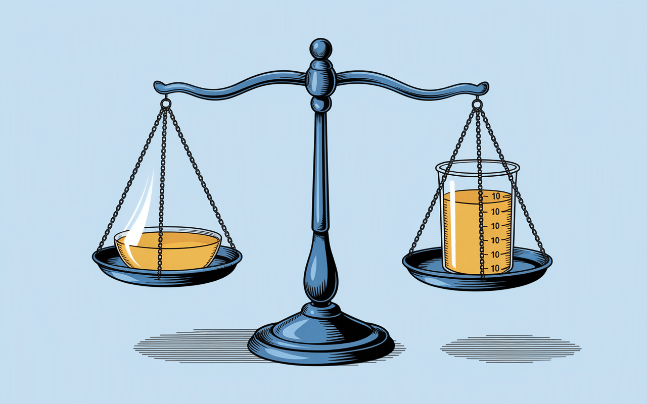 Balance montrant 150 ml égal 15 cl