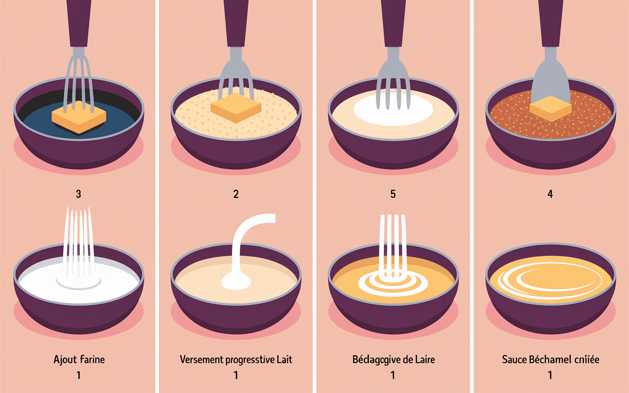 Étapes sauce bechamel robot