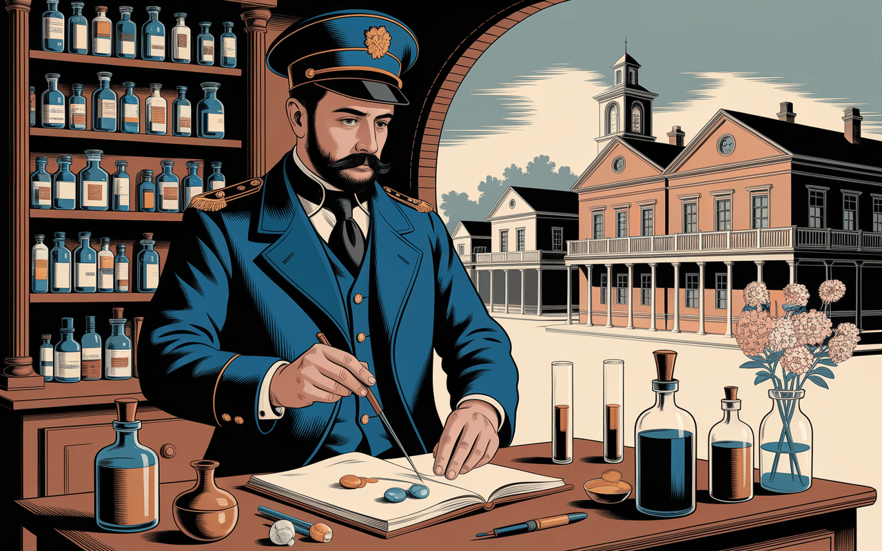 Médecin colonial préparant angustura