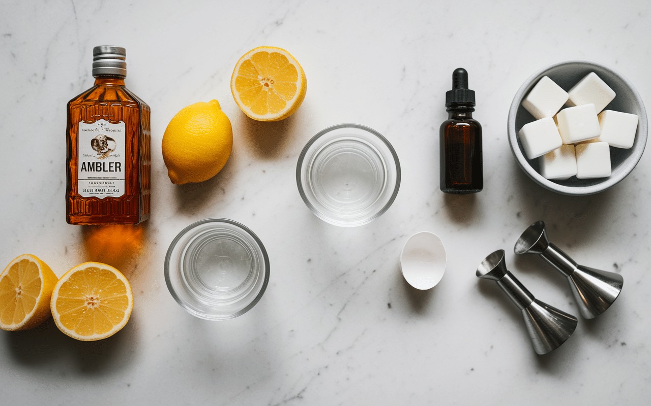 Ingrédients pour préparer un amaretto sour