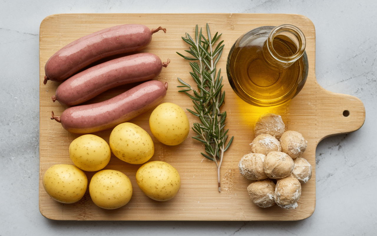 Ingrédients frais pour recette figatelli au four