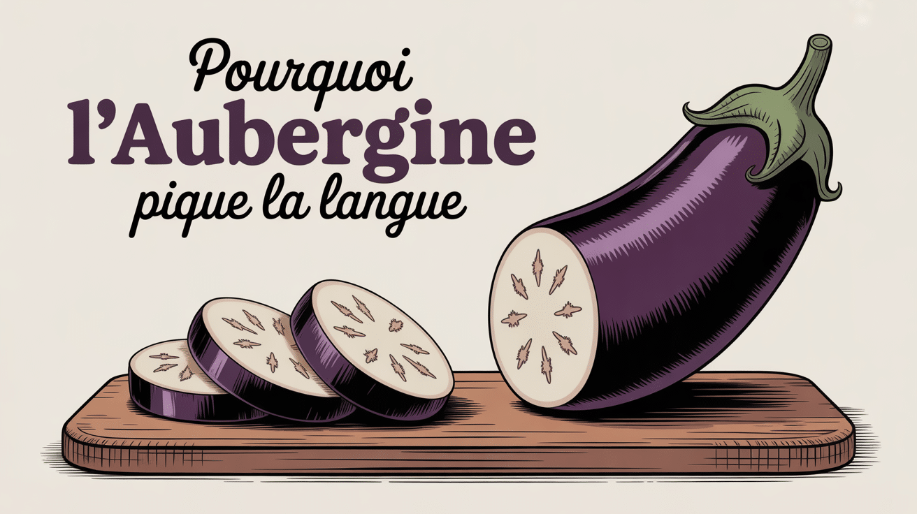 Aubergine pique la langue illustration
