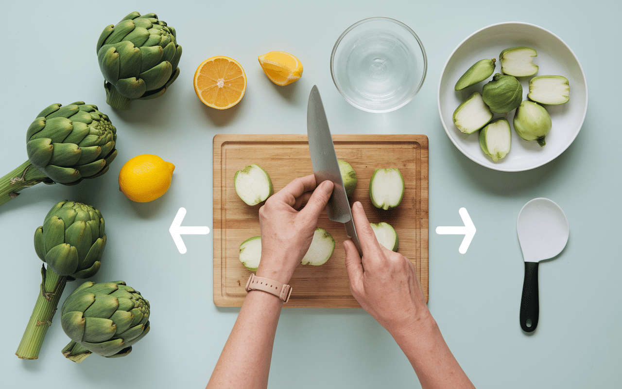 Étapes préparation artichauts pour cocotte-minute