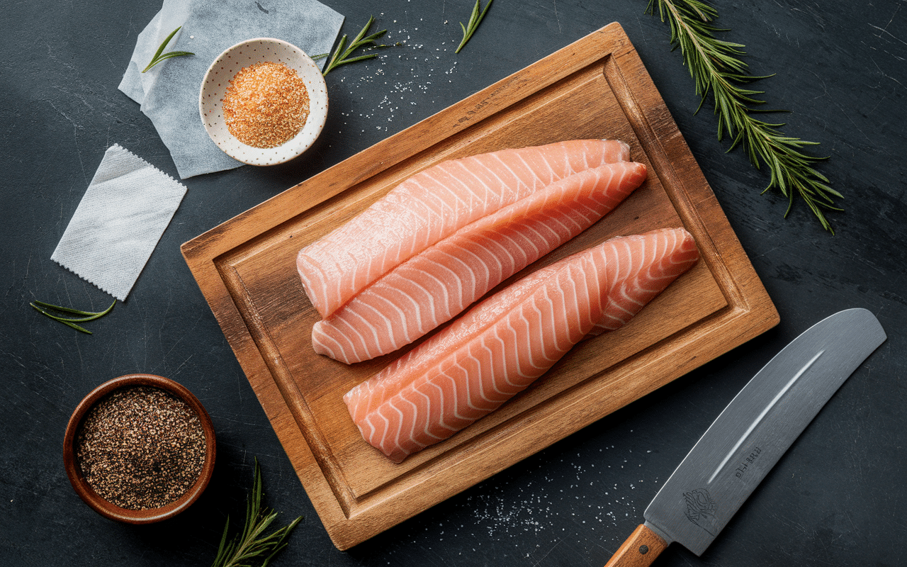 Préparation de filet de dorade coryphène