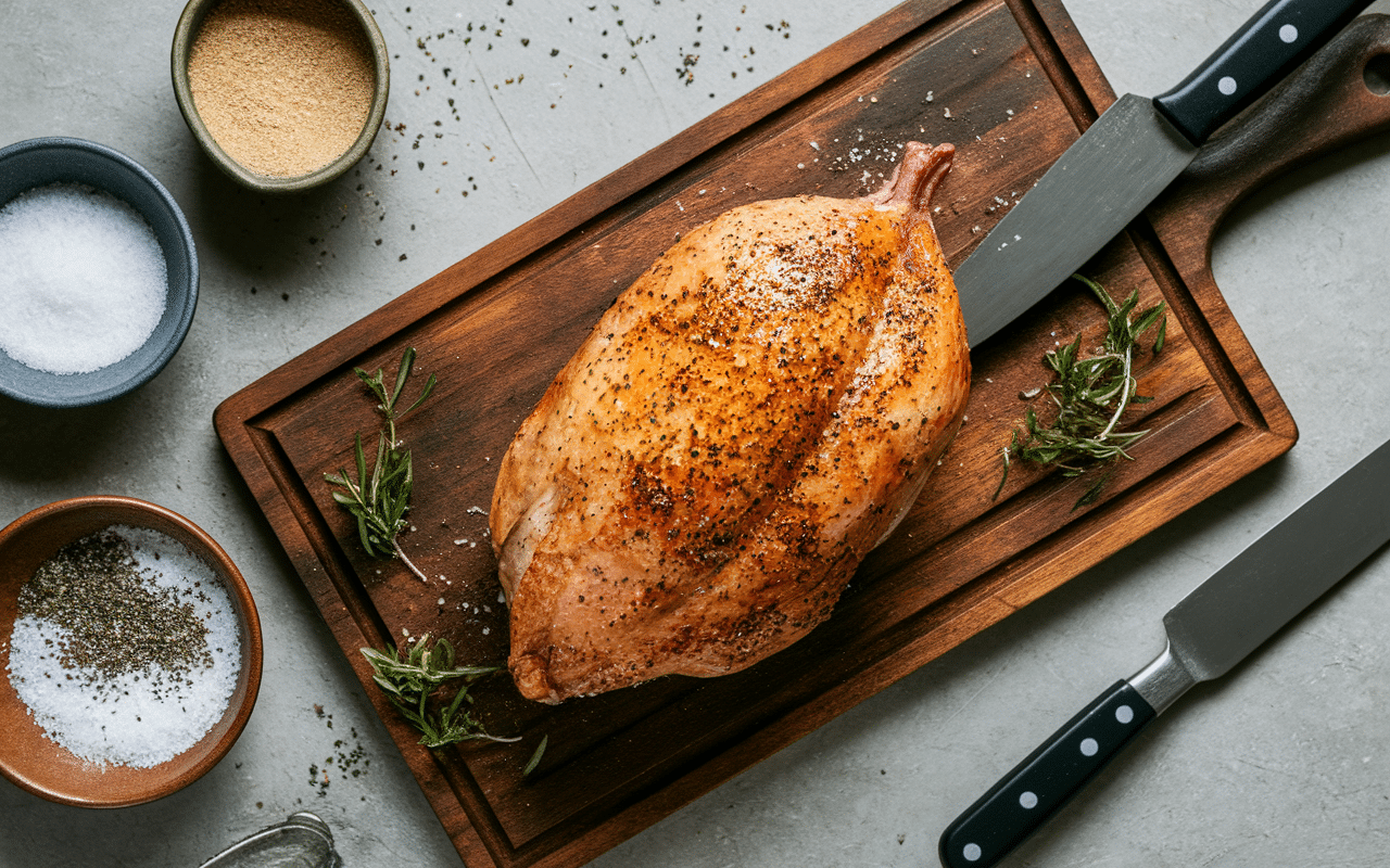 Magret de canard cru avec peau incisée en croisillons