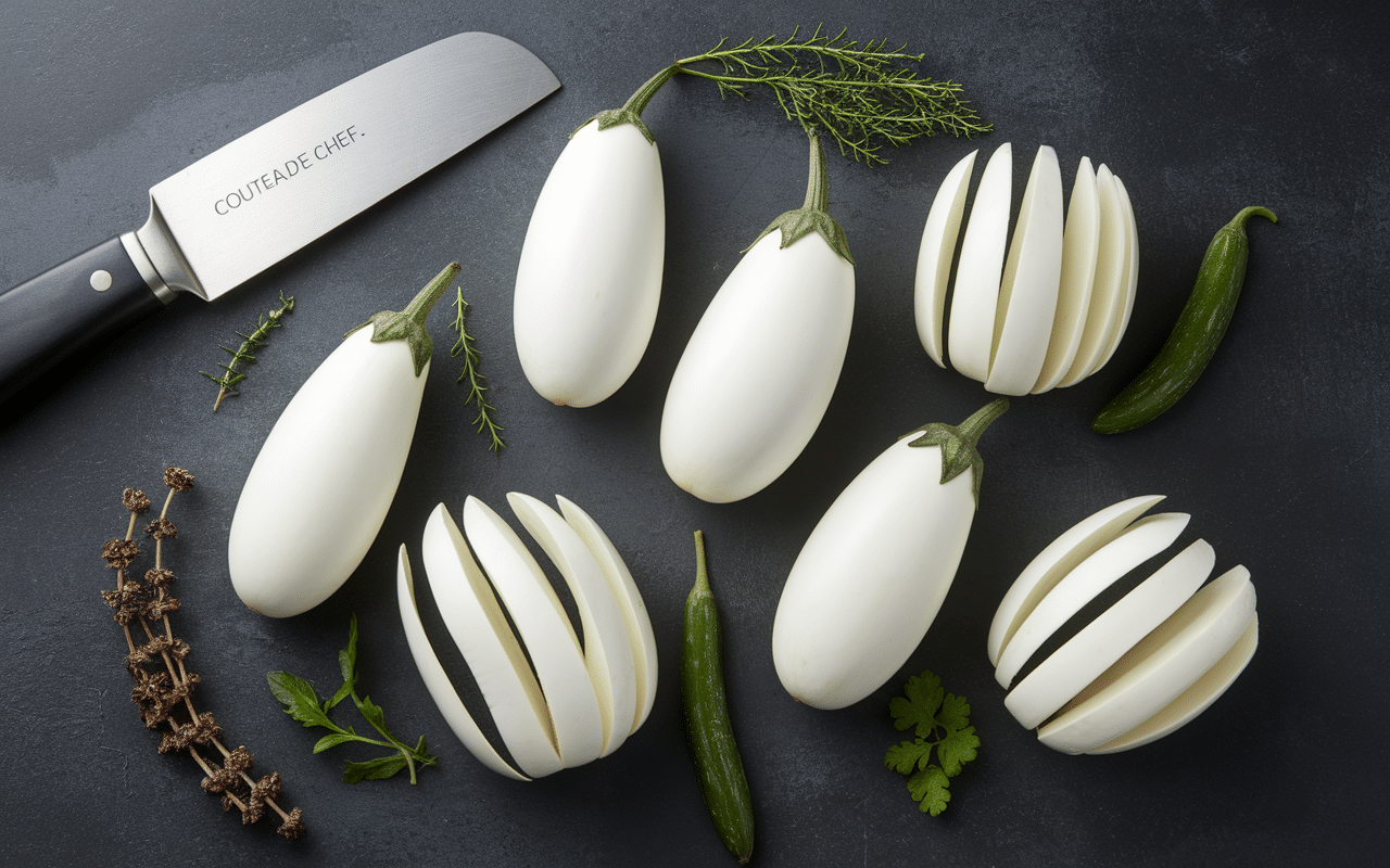 Techniques de découpe aubergine blanche