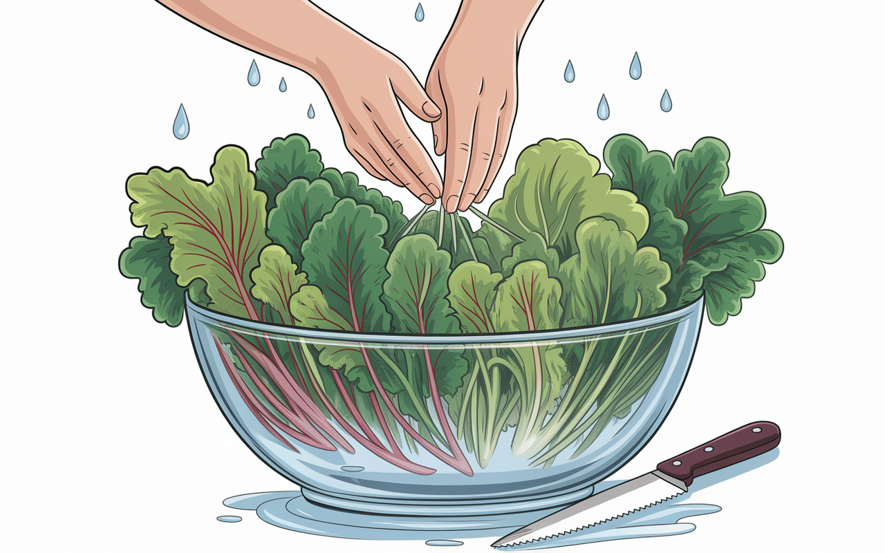 Épinards frais lavés à l'eau claire