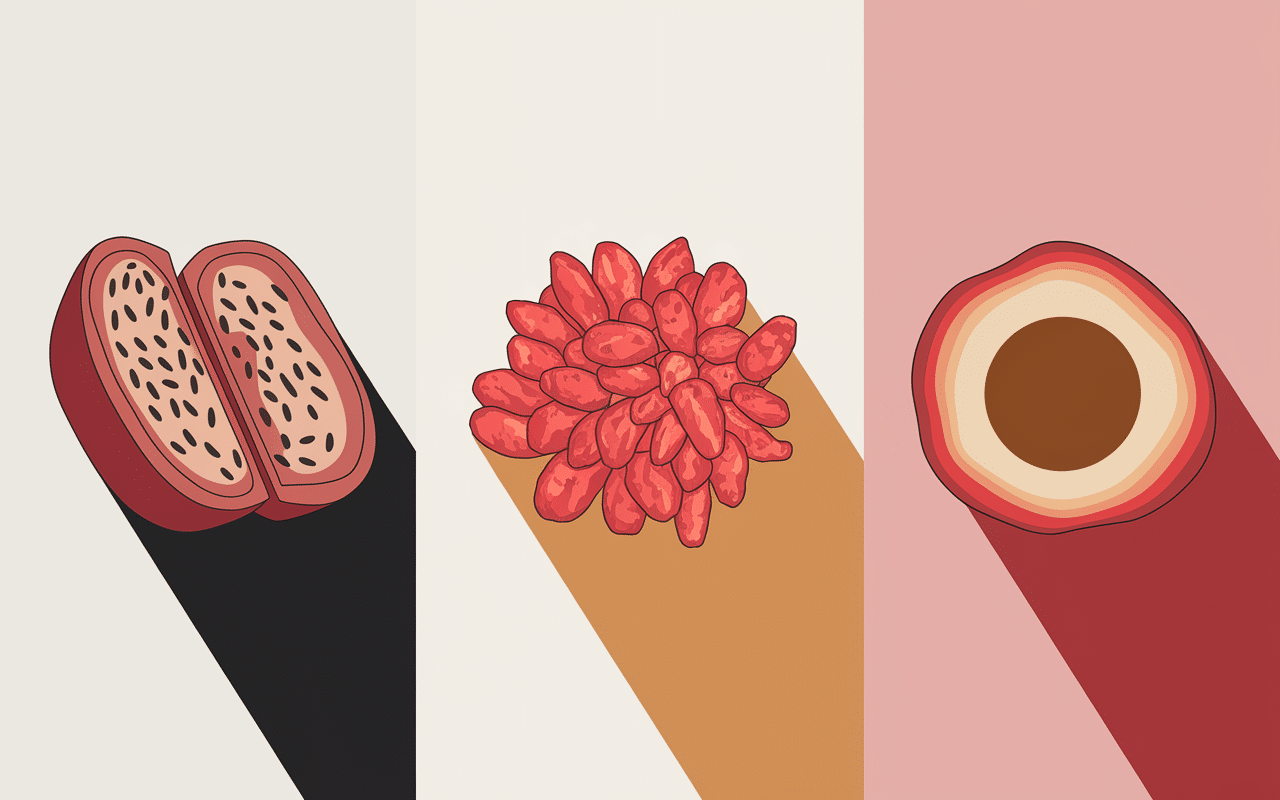 Illustration de pastèque, baies de goji, jambose rouge