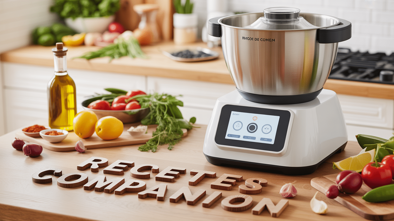 Robot cuisine multifonction avec ingrédients méditerranéens