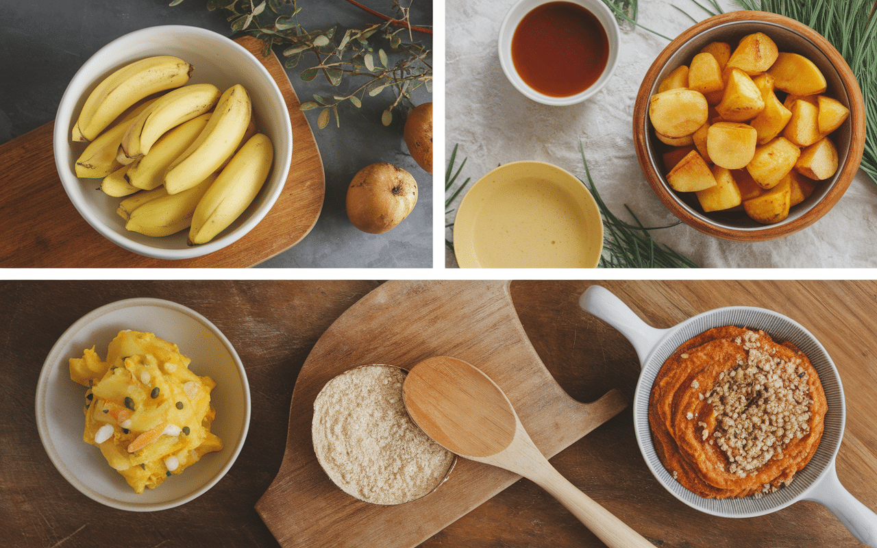 Ingrédients pour biscuits sans matière grasse ni sucre sur plan de travail