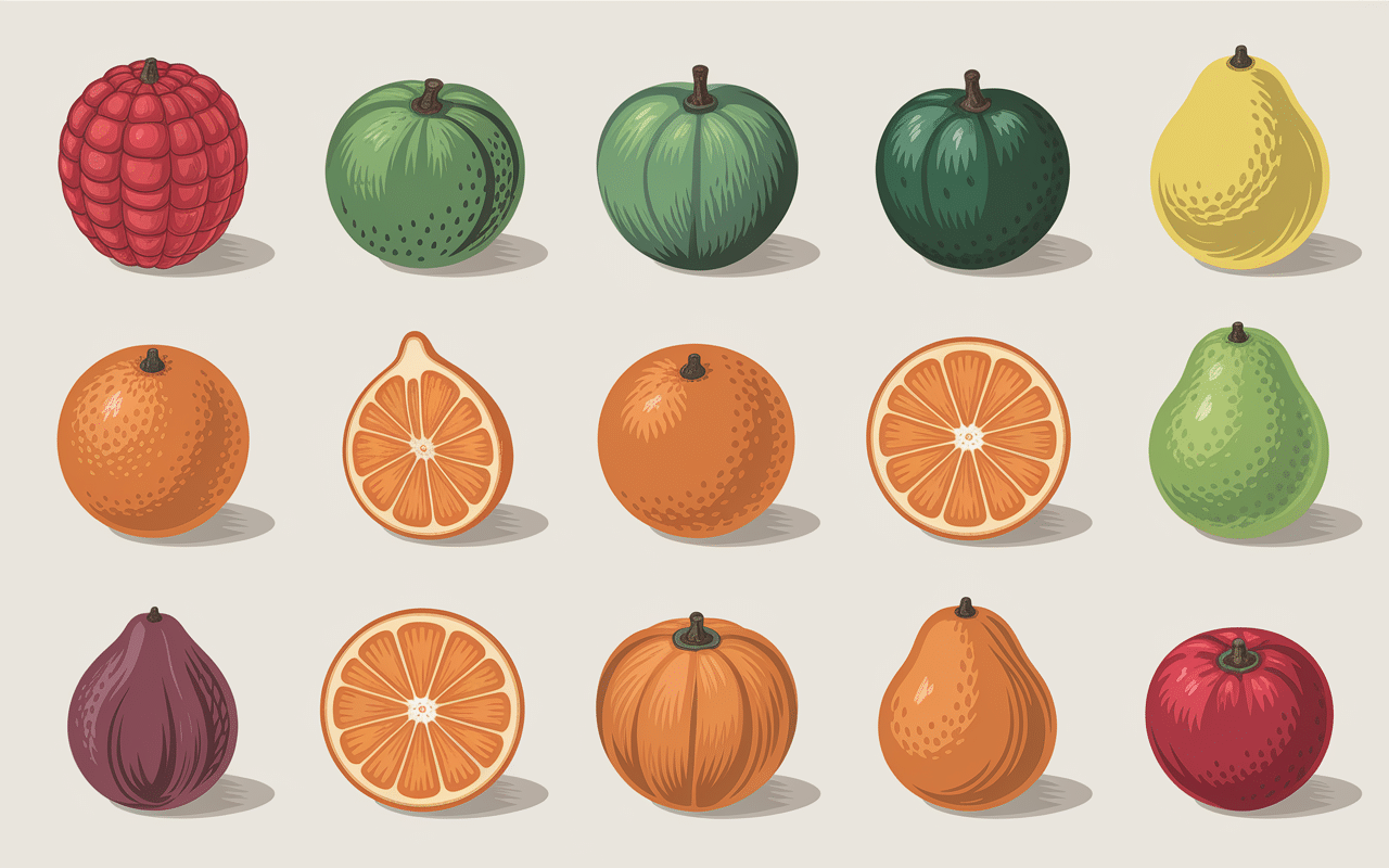 Tableau des fruits en E comme églantier, emblic, épine-vinette