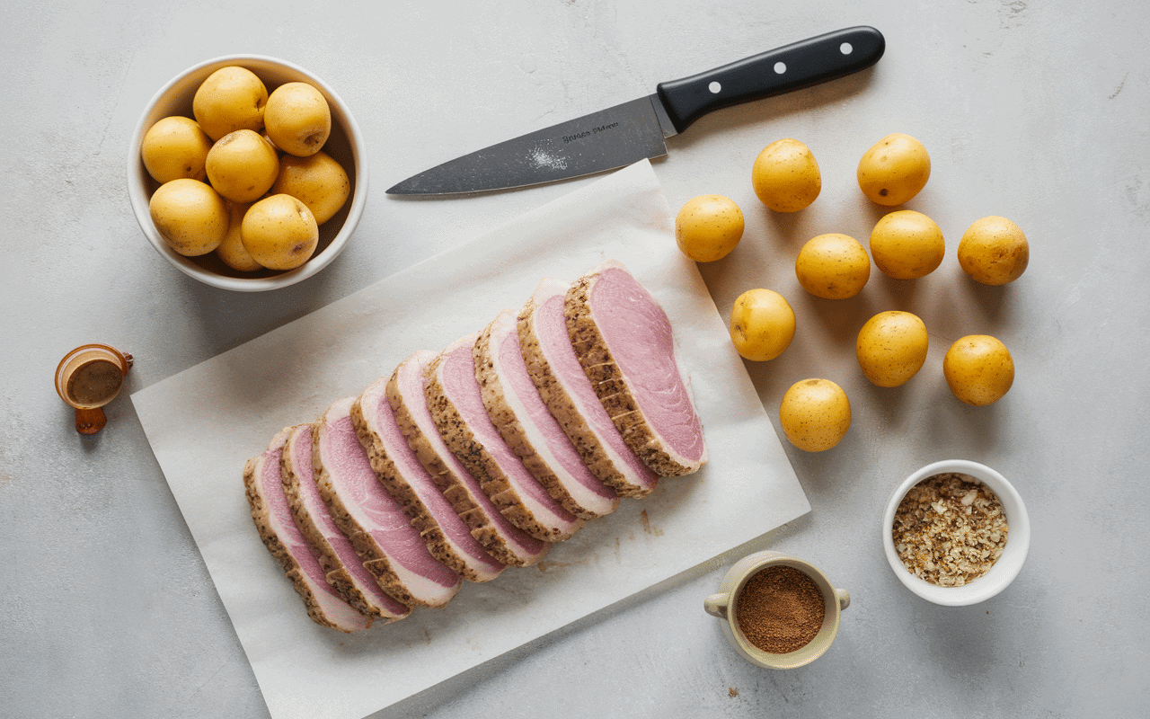 ingrédients amuses bouches apéritif avec magret de canard séché et pomme