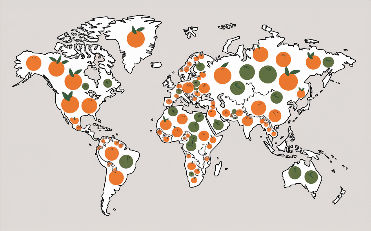 Carte origine fruit en o illustration