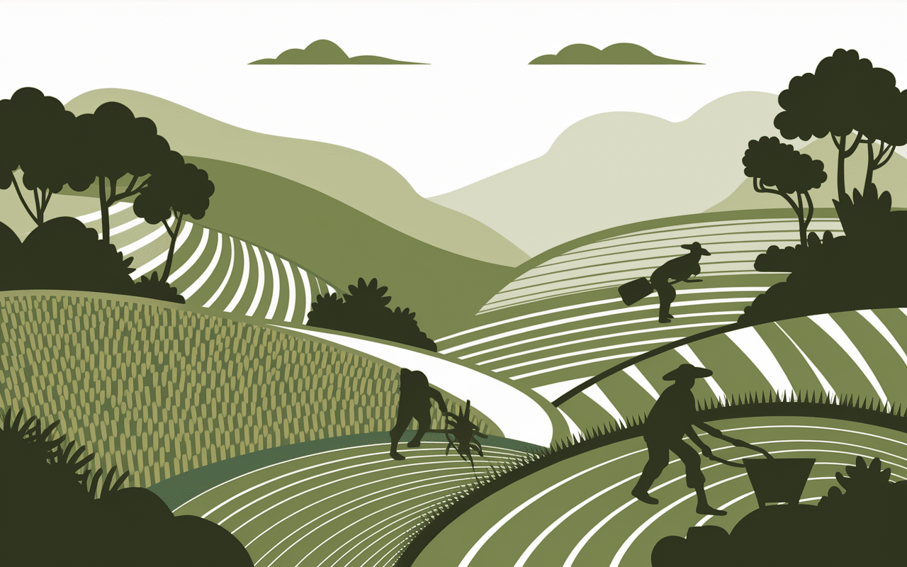 Pride rice rizières terrasses tradition illustration