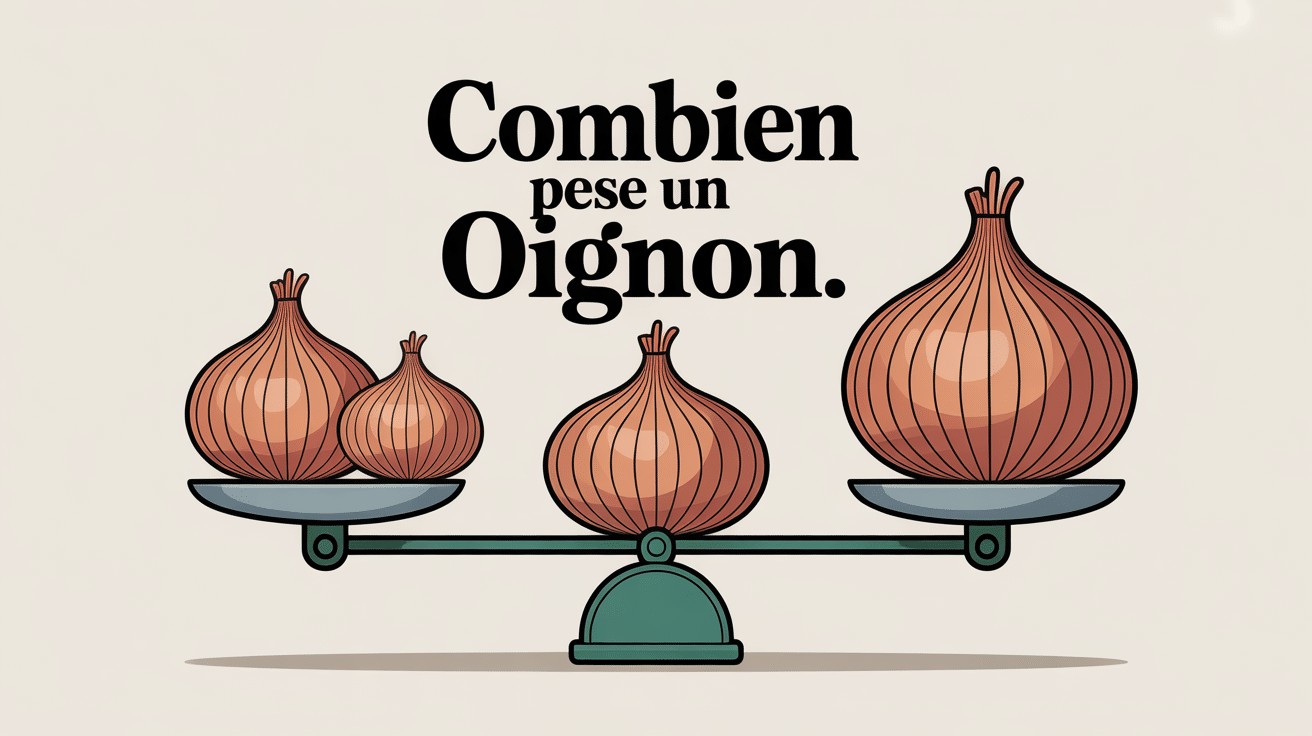 Poids oignon différentes tailles sur balance
