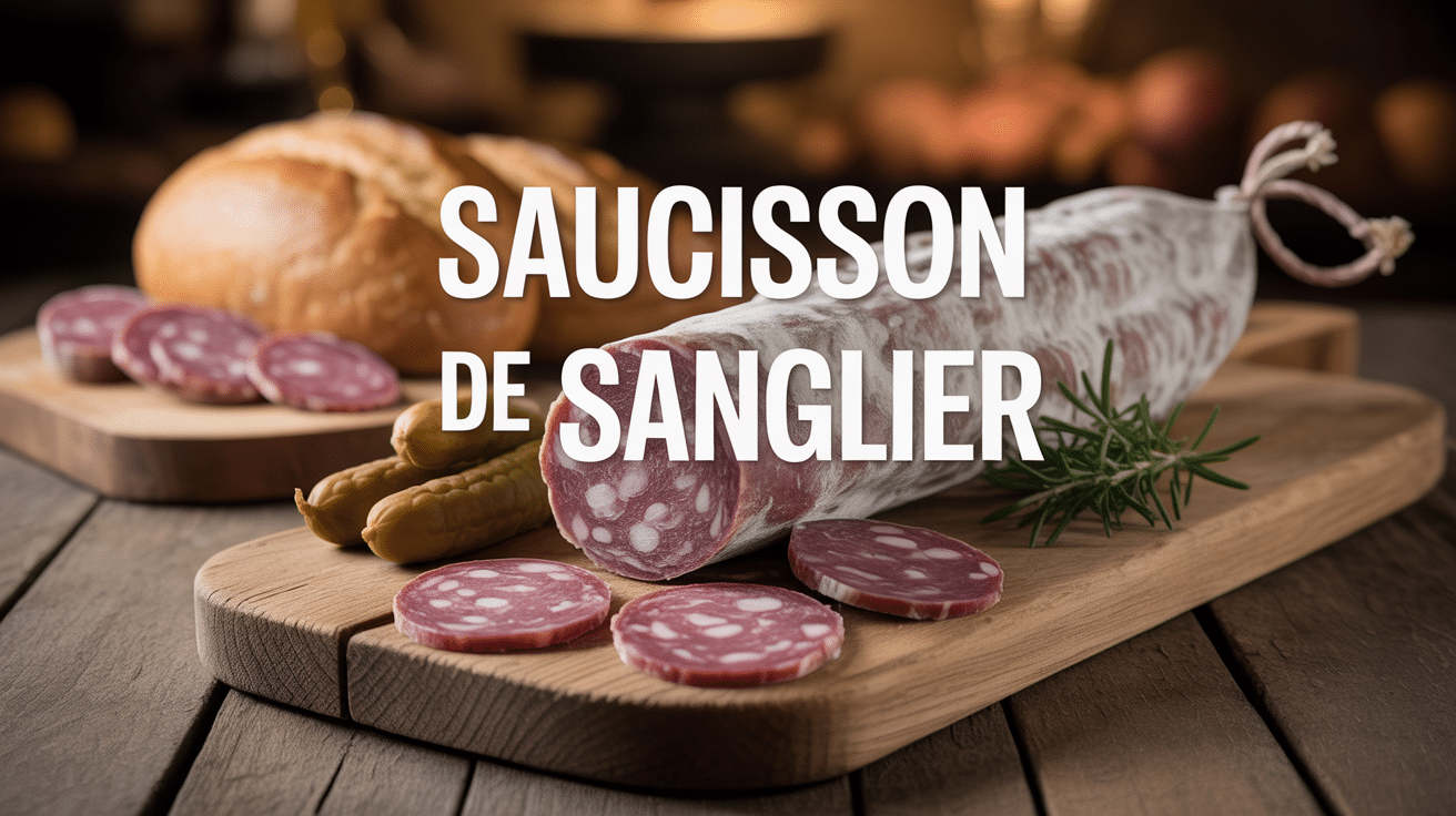 Saucisson de sanglier artisanal tranché avec pain de campagne