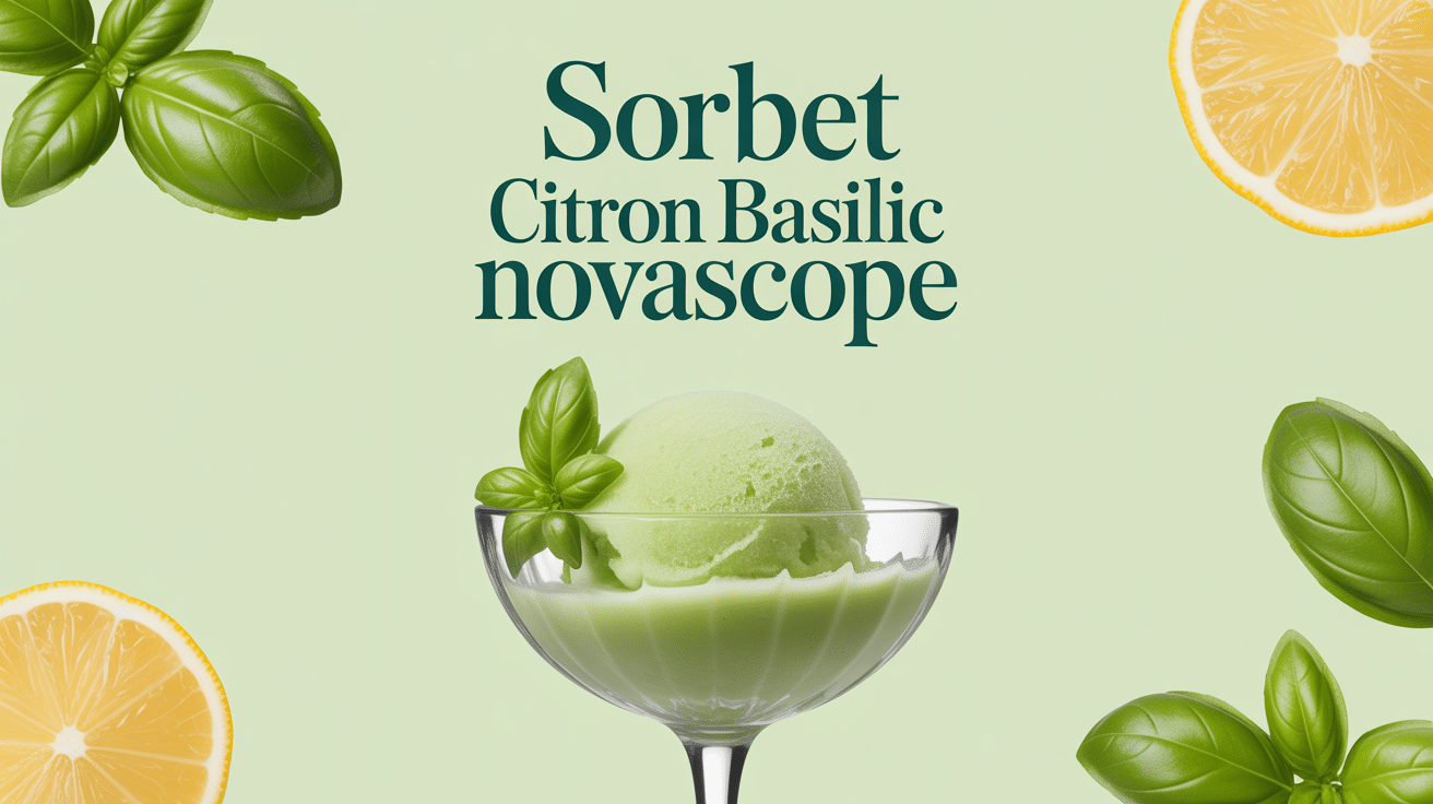 Sorbet citron basilic Novascope coupe élégante avec basilic et citron