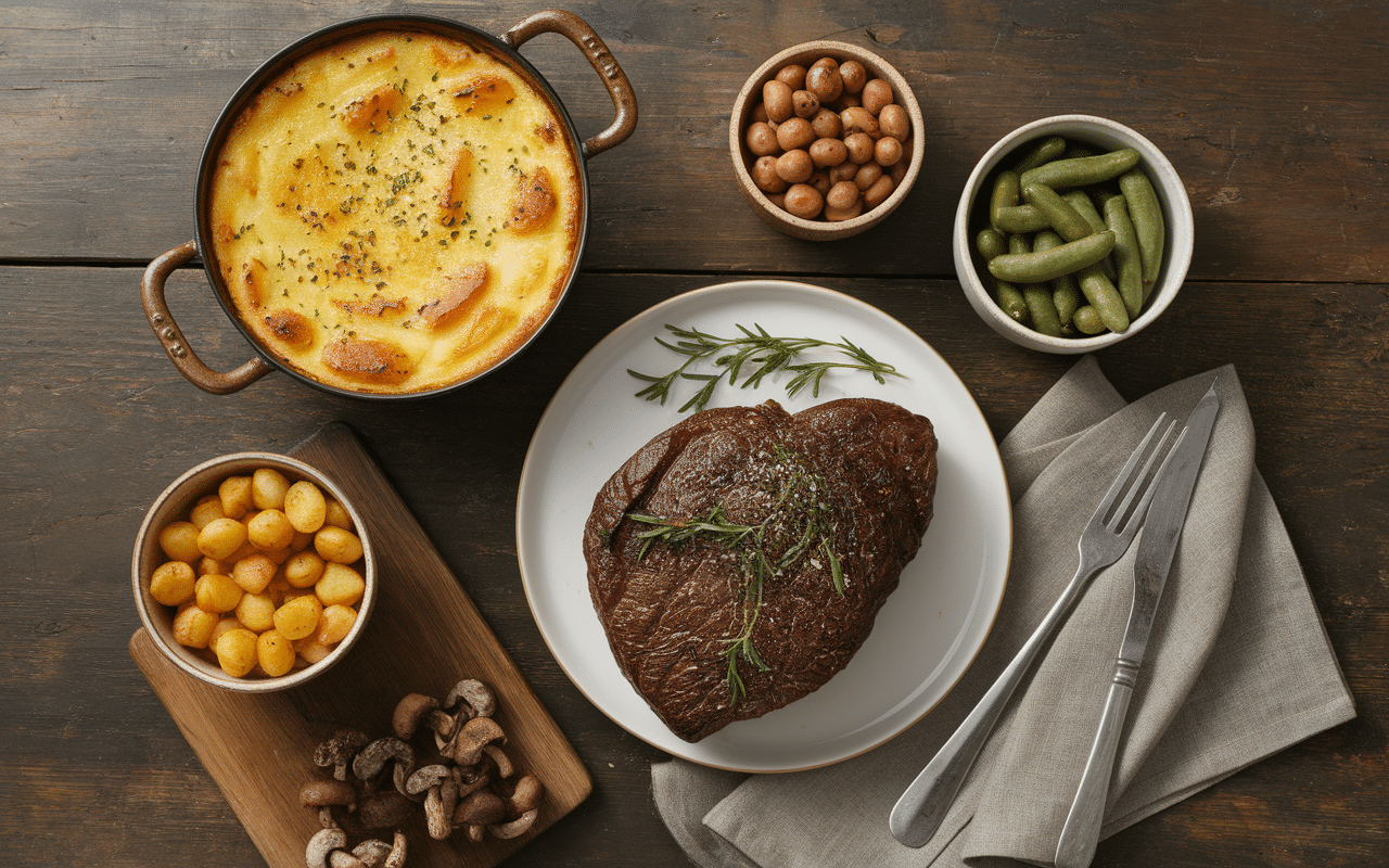 accompagnement cote de boeuf traditionnel gratin légumes