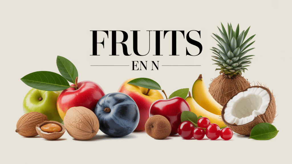 composition de fruit en n noix nashi nèfle cerise noix de coco