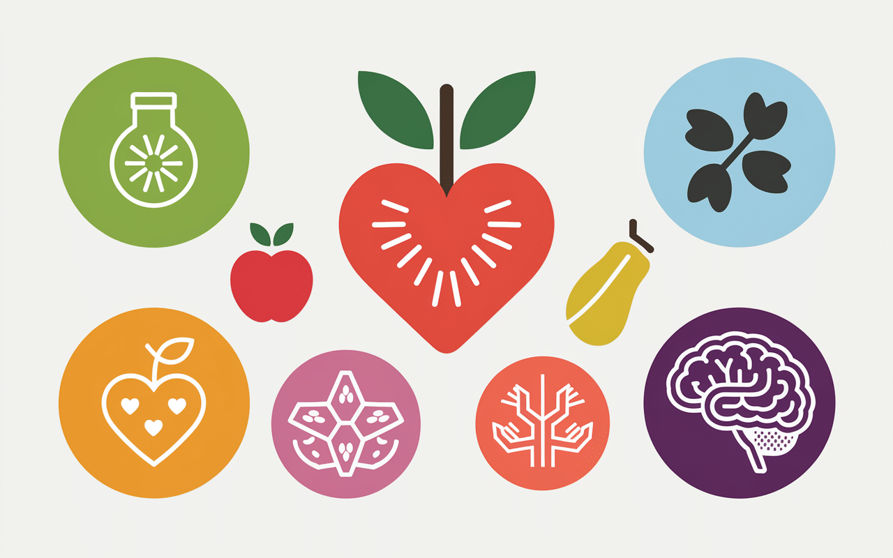 schéma bienfaits fruit en n vitamines fibres santé