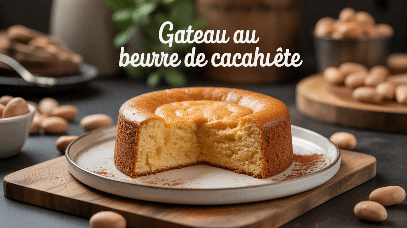 gateau beurre de cacahuète fondant sur assiette blanche