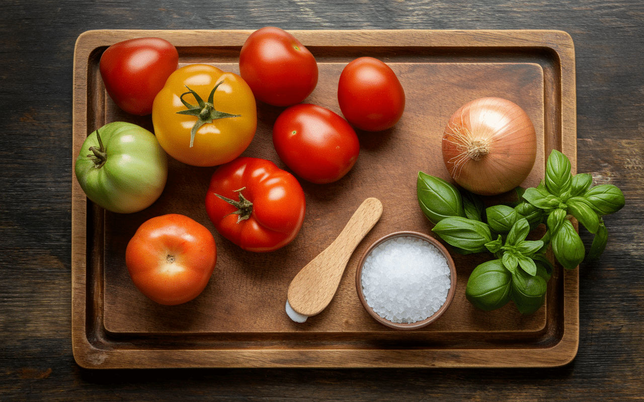 Ingrédients frais sauce tomate maison grand-mère