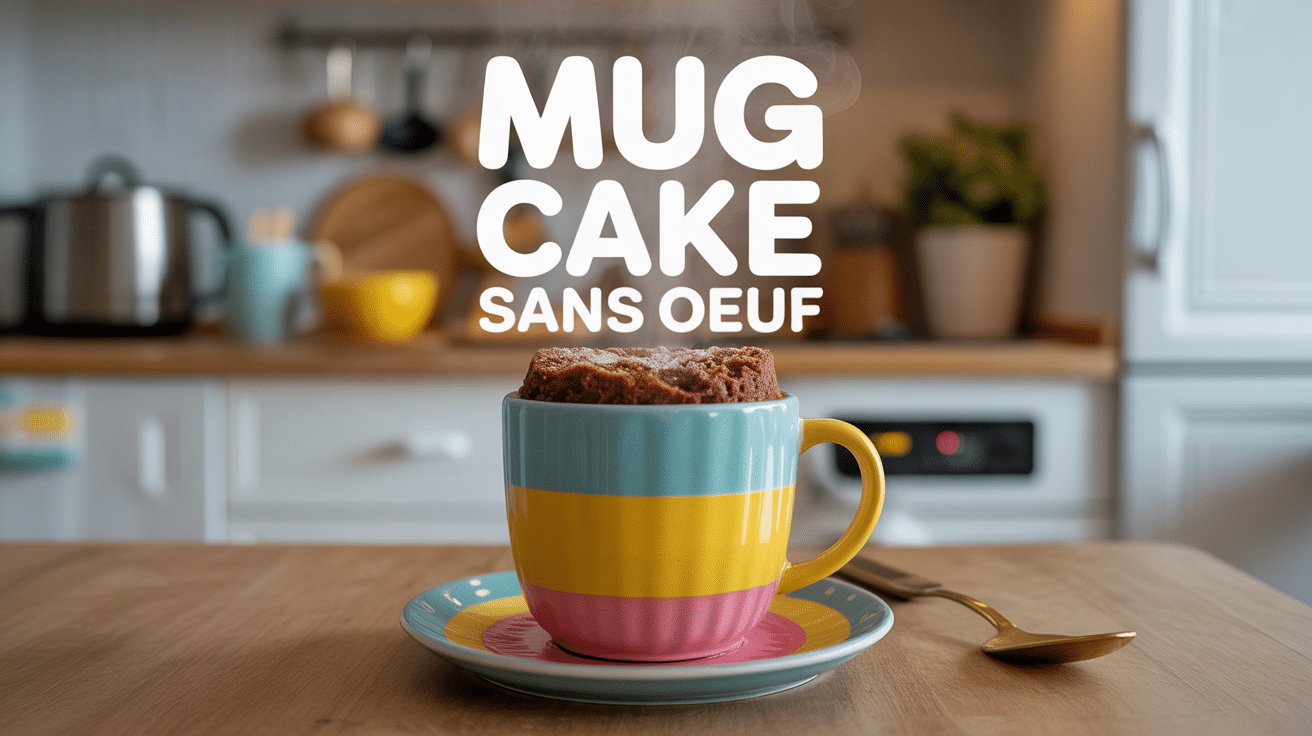 mug cake sans oeuf moelleux dans tasse colorée