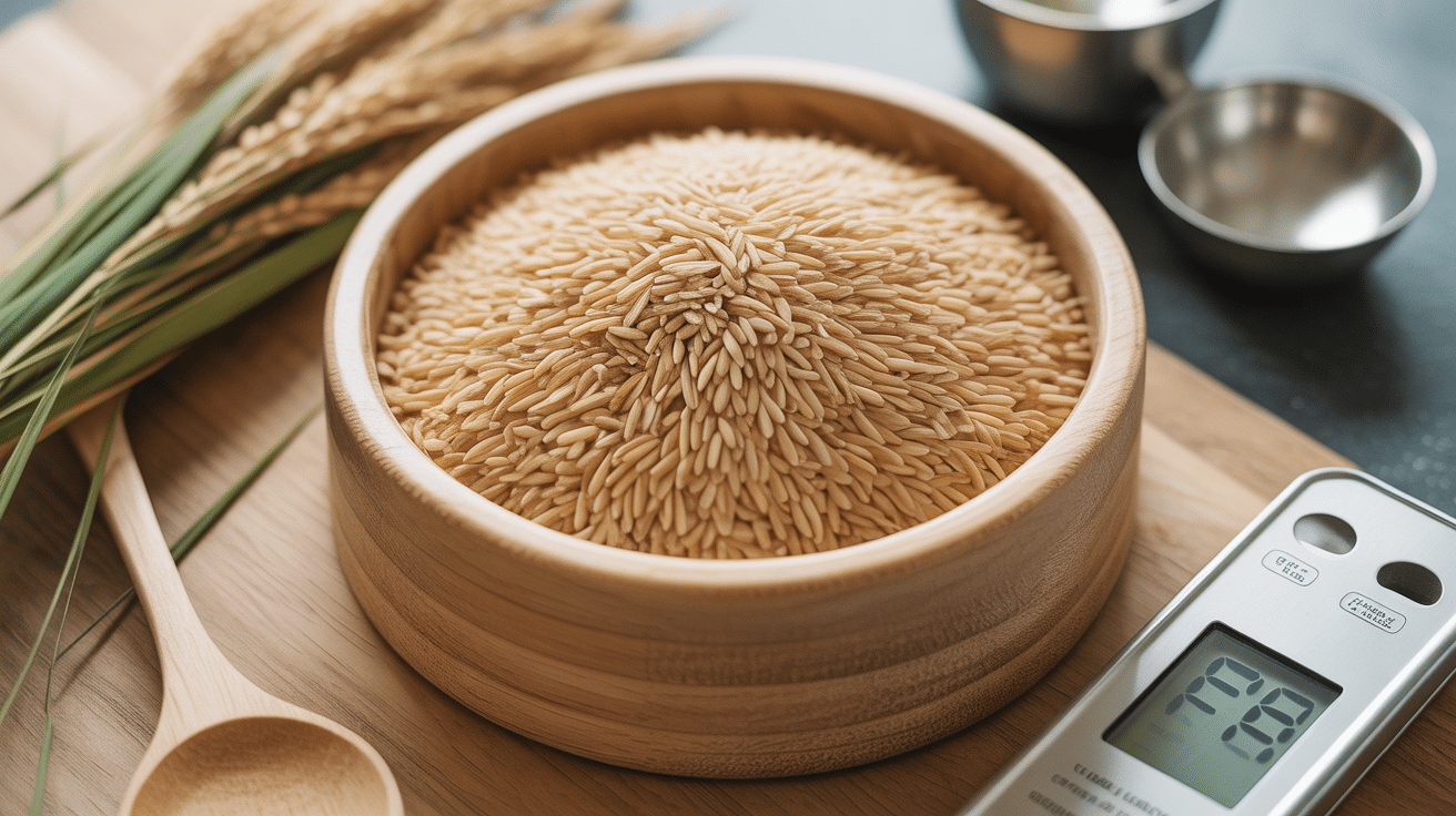 Portion de riz sec par personne présentation bol et balance