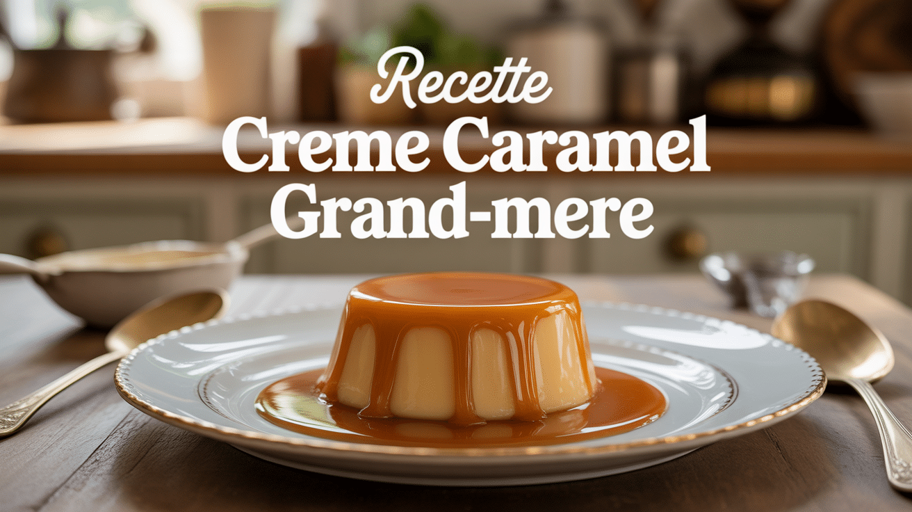 Crème caramel grand-mère dorée démoulée cuisine vintage