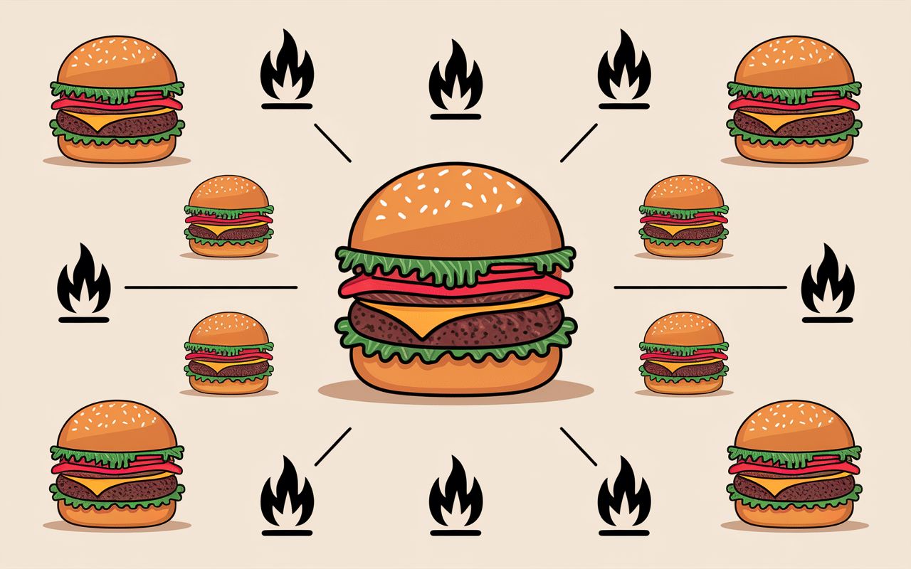 Déclinaisons Whopper avec ingrédients séparés Burger King