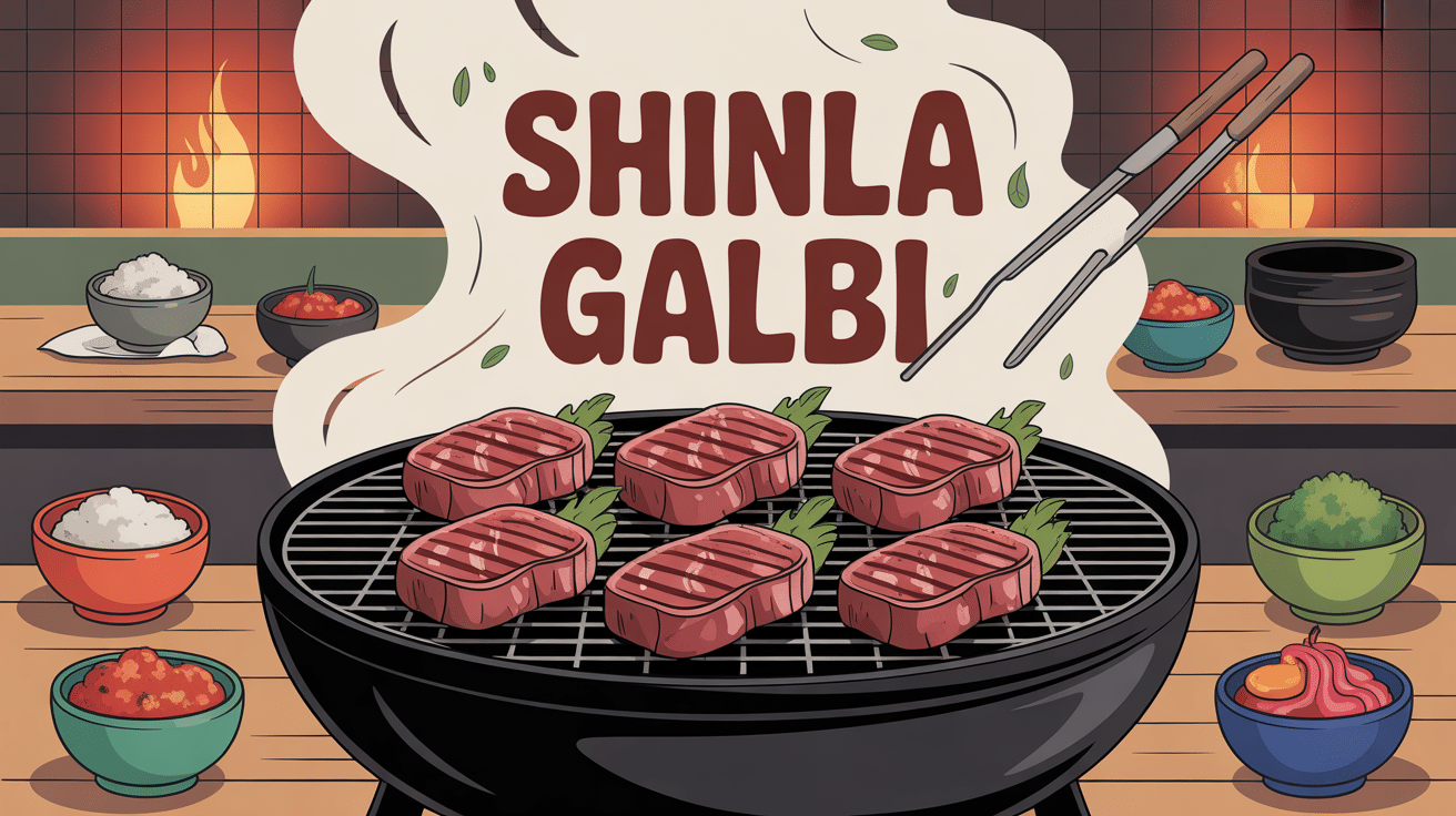 shinla galbi barbecue coréen avec accompagnements